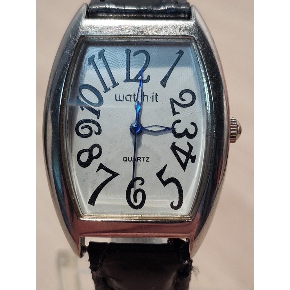 Watch-It Women's Quartz Watch 25mm Black Stap Curved Tank Style Fashion Design